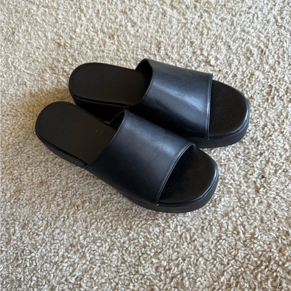 Black Slide Sandals - Picture 2 of 8